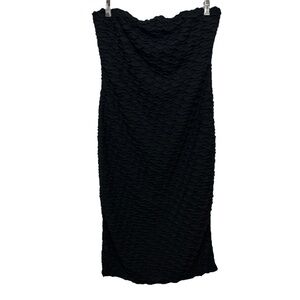 Black Textured Strapless Dress